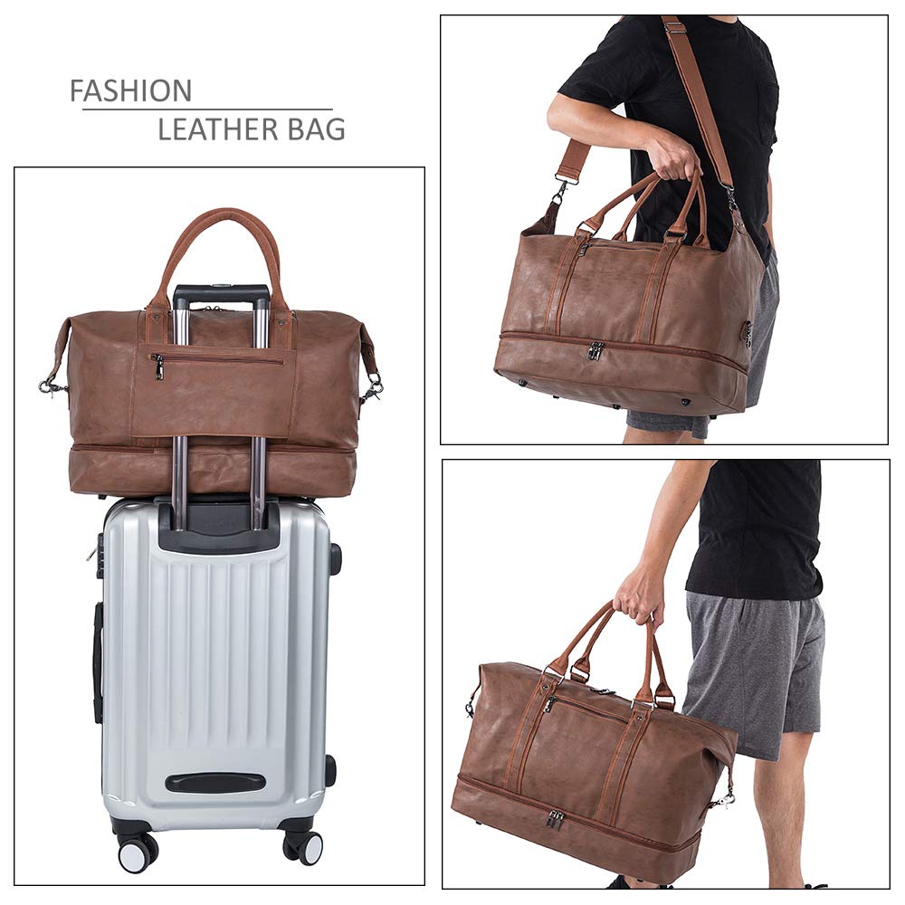 Overnight travel bag, canvas-leather, oversized weekend bag, large carry-on bag, travel bag for women or men.