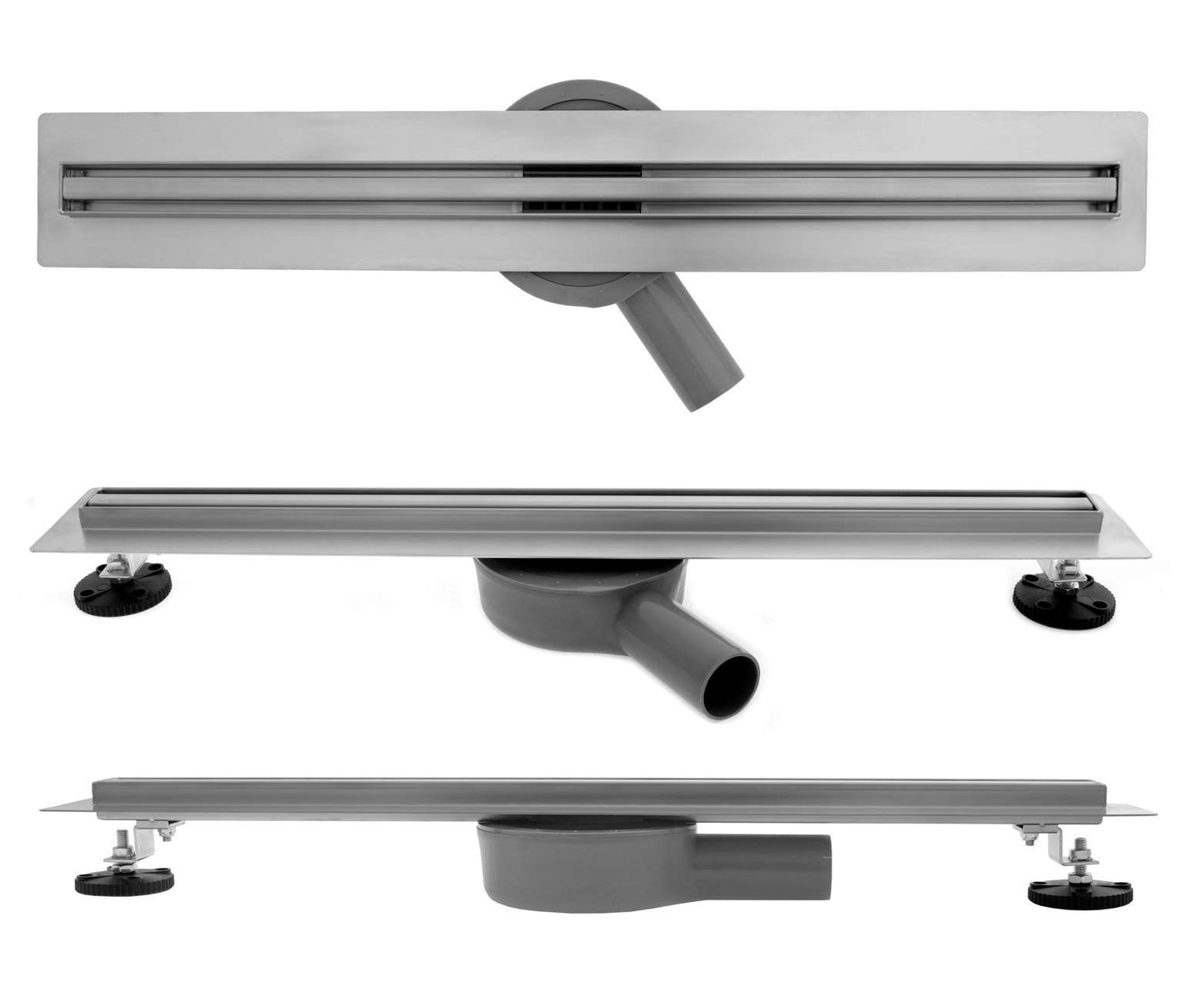 VBChome shower drain 70 cm ULTRA SLIM stainless steel drain set - Flat floor drain with siphon and odor stopper - Sizes 60, 80, 90, 100 cm - Drain for bathroom shower