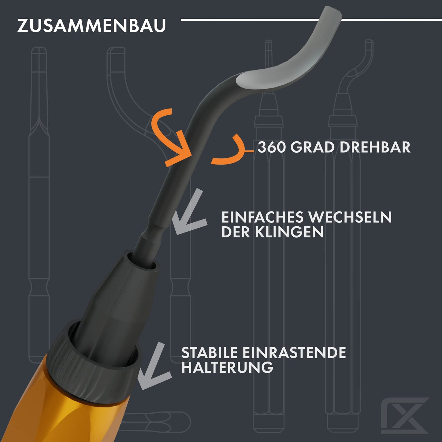 Ruthex deburring tool with 11 blades for plastic, metal, stainless steel, copper, PVC - perfect for 3D printing accessories - hand deburrer with storage compartment in handle - 360° rotating blades.