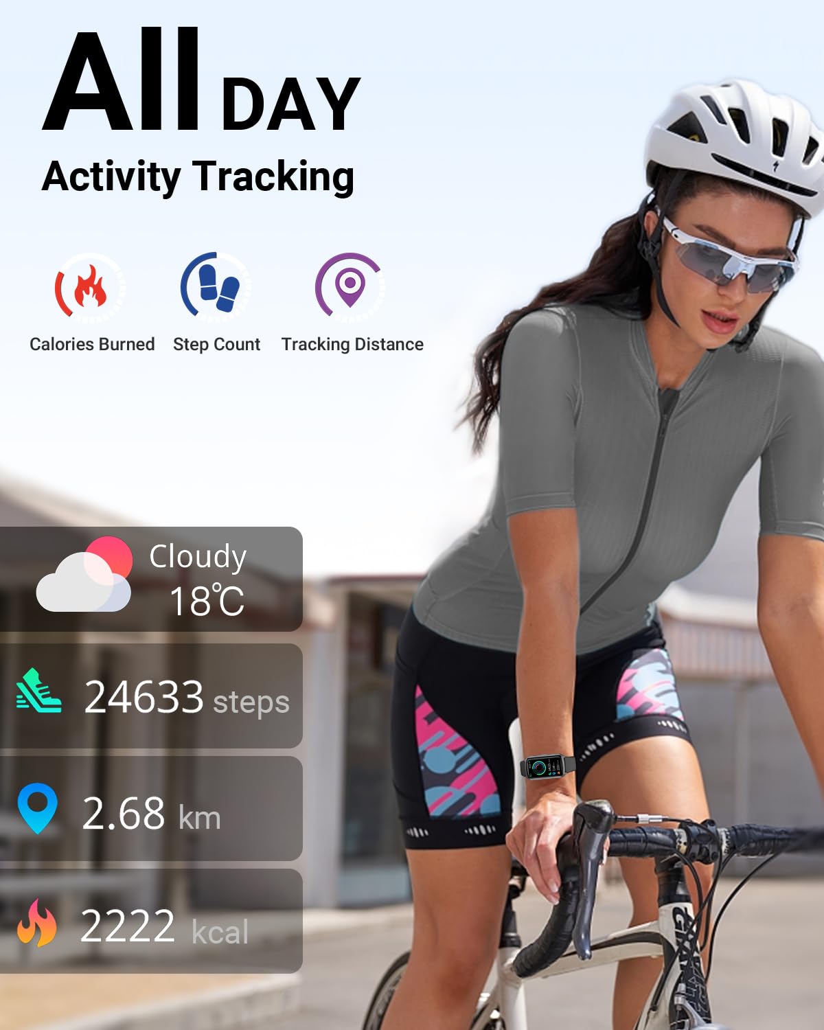 Fitness tracker watch for women and men, up to 7 days battery life, 20+ training modes, SpO2 tracking, sleep monitoring, heart rate monitoring, pedometer, 5ATM water resistant activity tracker.