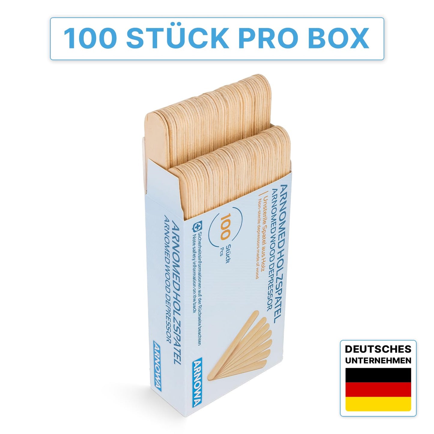 500x ARNOMED® wooden spatulas, wooden sticks for ice cream, crafting & waxing, disposable wooden handles, ice cream sticks, tongue depressors, crafting wooden sticks, wooden sticks, mouth spatulas, wooden stirring sticks.