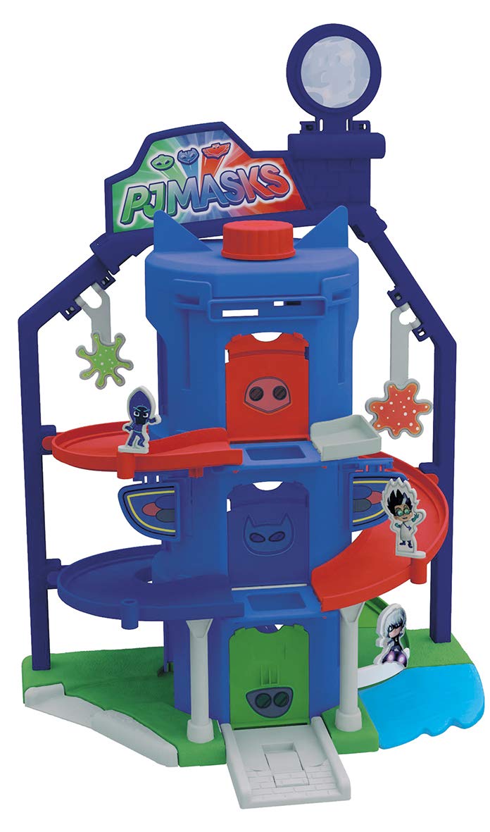 Jada Majorette SMY203145002 PJM Garage with Quarter General + 4 Vehicles PJ Masks Pyjamasques Miniature Cars Box, Multicolor