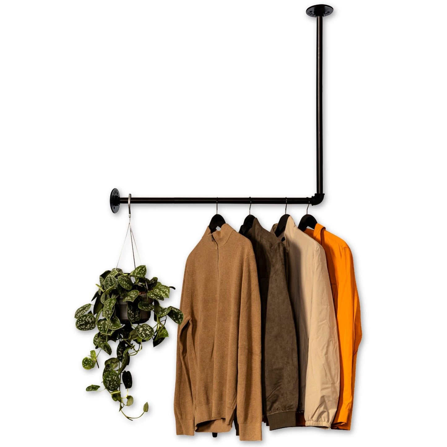 RSR Hangers clothes rail wardrobe industrial design for corner wall ceiling L shape | Width 100 cm x height 50 cm | Clothes rail | Dressing room | Bedroom | Wardrobe | Walk-in closet