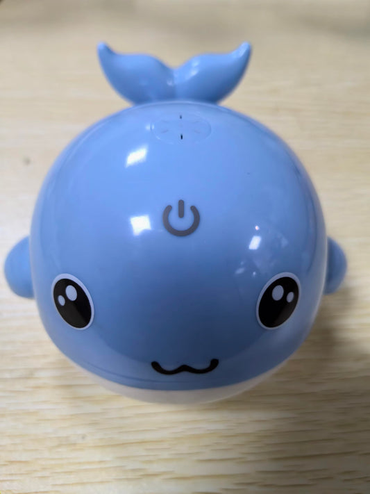 PHNIXGAM Baby Bathtub Toy, Rechargeable Light Up Whale Bath Toy Sprinkler Bathtub Pool Water Fountain Toy for Toddlers Kids, Blue
