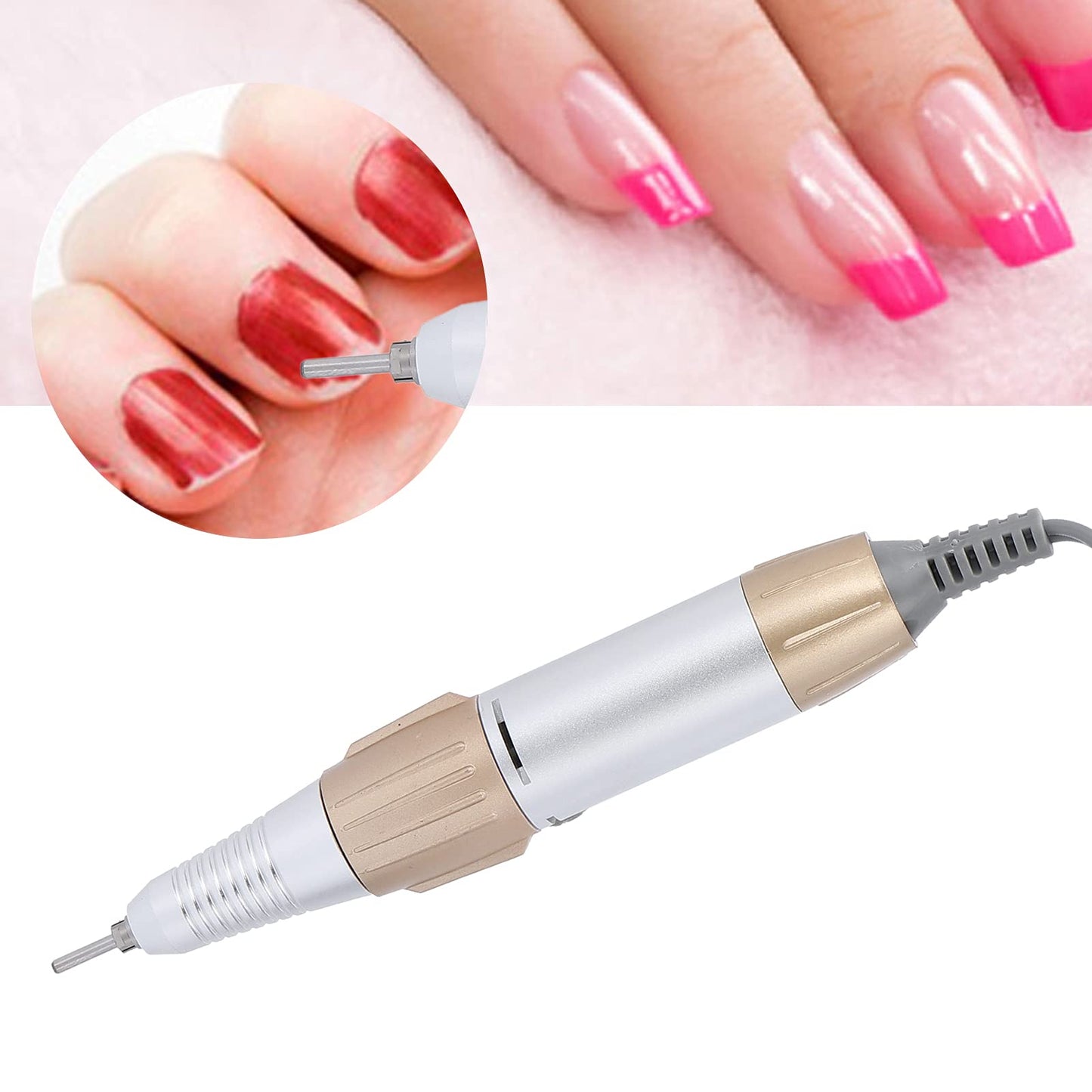 35000 RPM Electric Nail Drill, Nail Drill Replacement Handle Handpiece, Manicure Pedicure Machine Polishing Tool for Acrylic Nails, Low Noise Nail Art Tool for Salon and Home Use