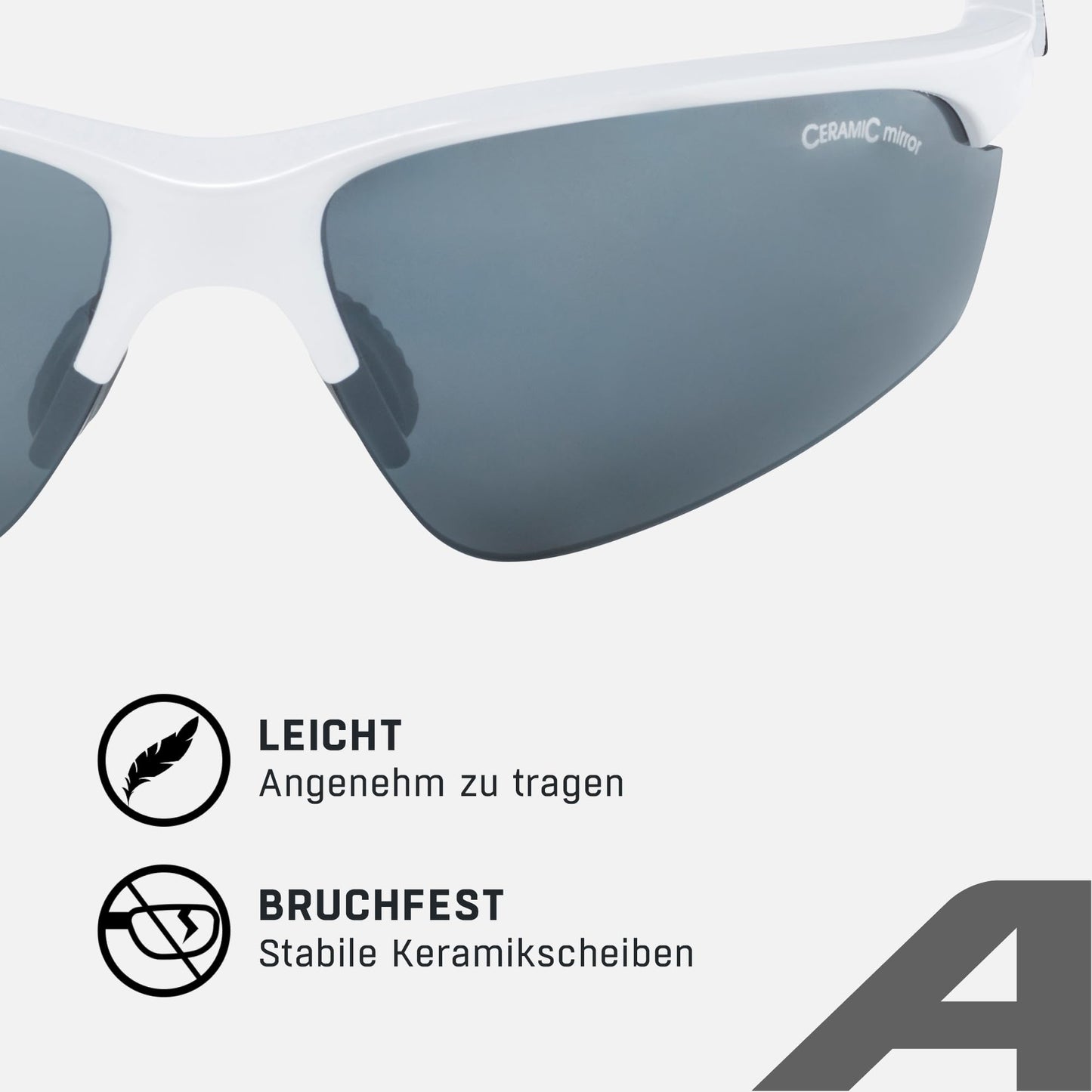 ALPINA TRI-EFFECT 2.0 - Individually adjustable, shatterproof interchangeable lenses sports and cycling glasses with 100% UV protection for adults, white gloss, One Size