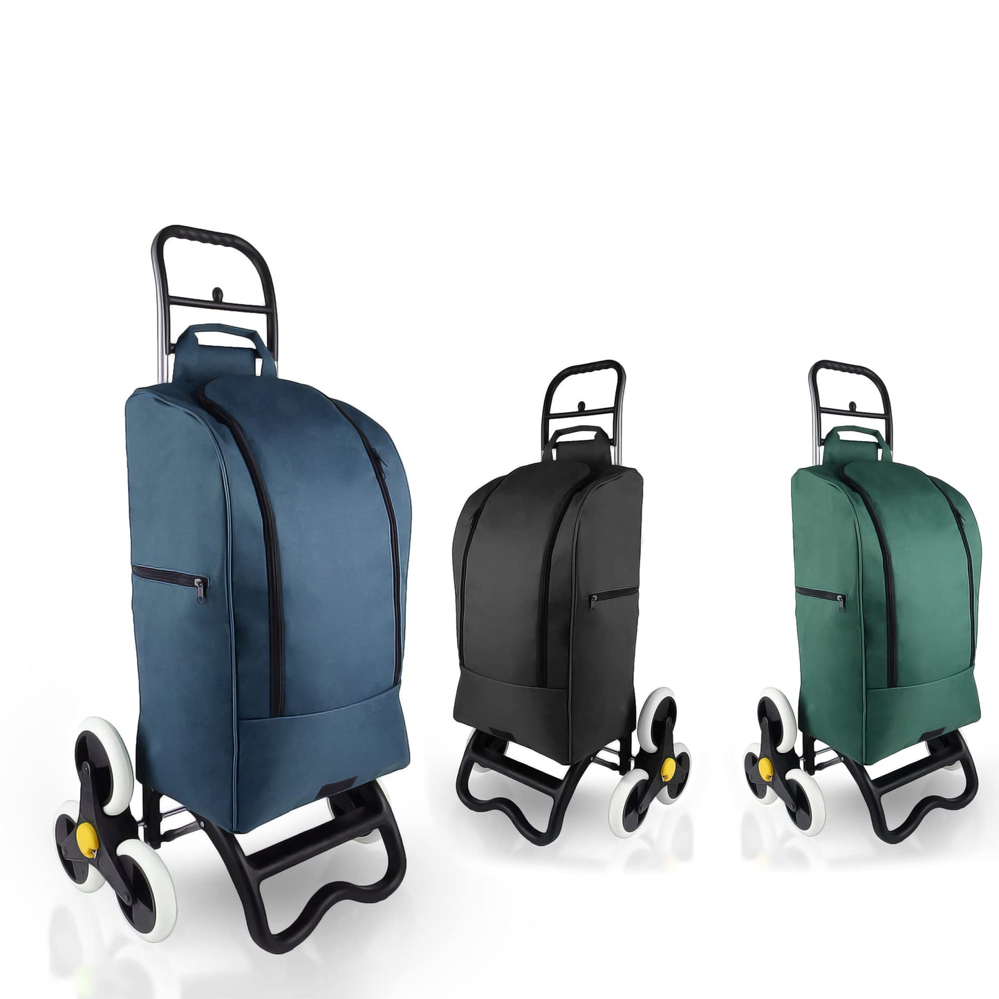 BigDean shopping trolley with stair climber function, cooler compartment & 6 large wheels - 40L foldable green - shopping cart shopping roller cooler bag shopping bag stair climber