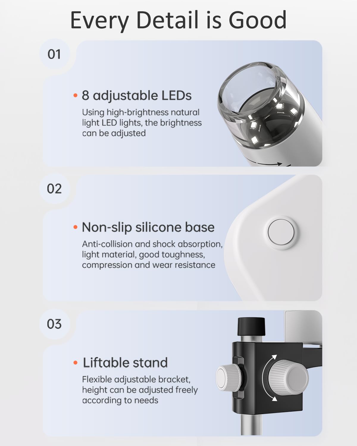 AOPICK Microscope for Phone, LCD Digital Microscope 50X-500X Resolution, 4.3-inch 1080P USB Microscope with 8 Adjustable LED Lights, PC View, for Adults/Kids, compatible with MacOS Windows