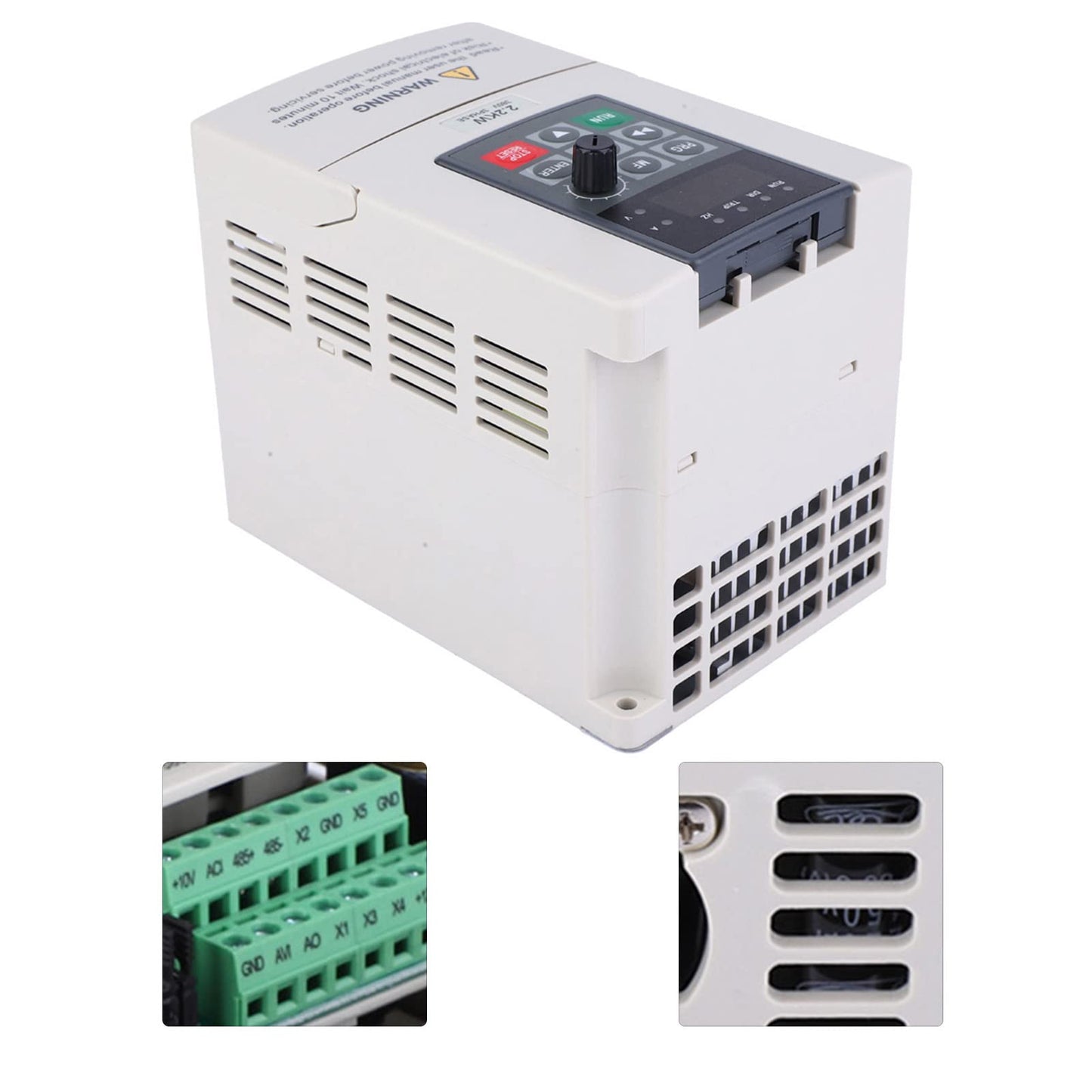 380 V 2.2 KW VFD Frequency Converter with Variable Frequency for controlling motor speed, 3-phase input/output, 3-phase converter for use with machinery.
