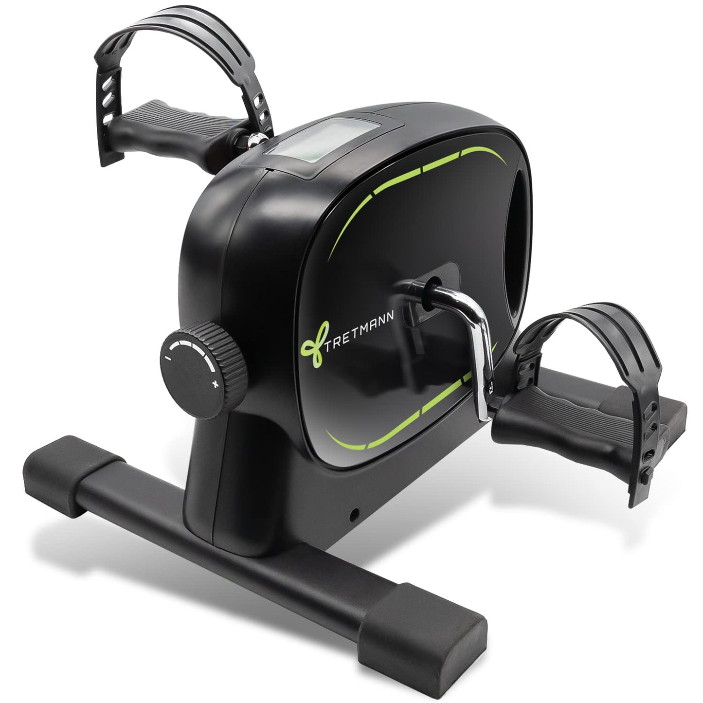 New Tretmann Basic Pedal Trainer Set - extra stable & quiet - including fastening strap - DEKRA certified - Leg trainer for seniors home trainer mini bike Black Green