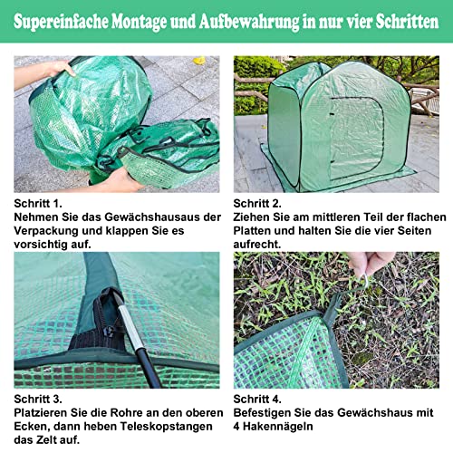 Tesmotor greenhouse overwintering tent for plants, Pop-Up greenhouse with roll-up, overwintering tent indoor outdoor flower pot cover 150x150x150CM