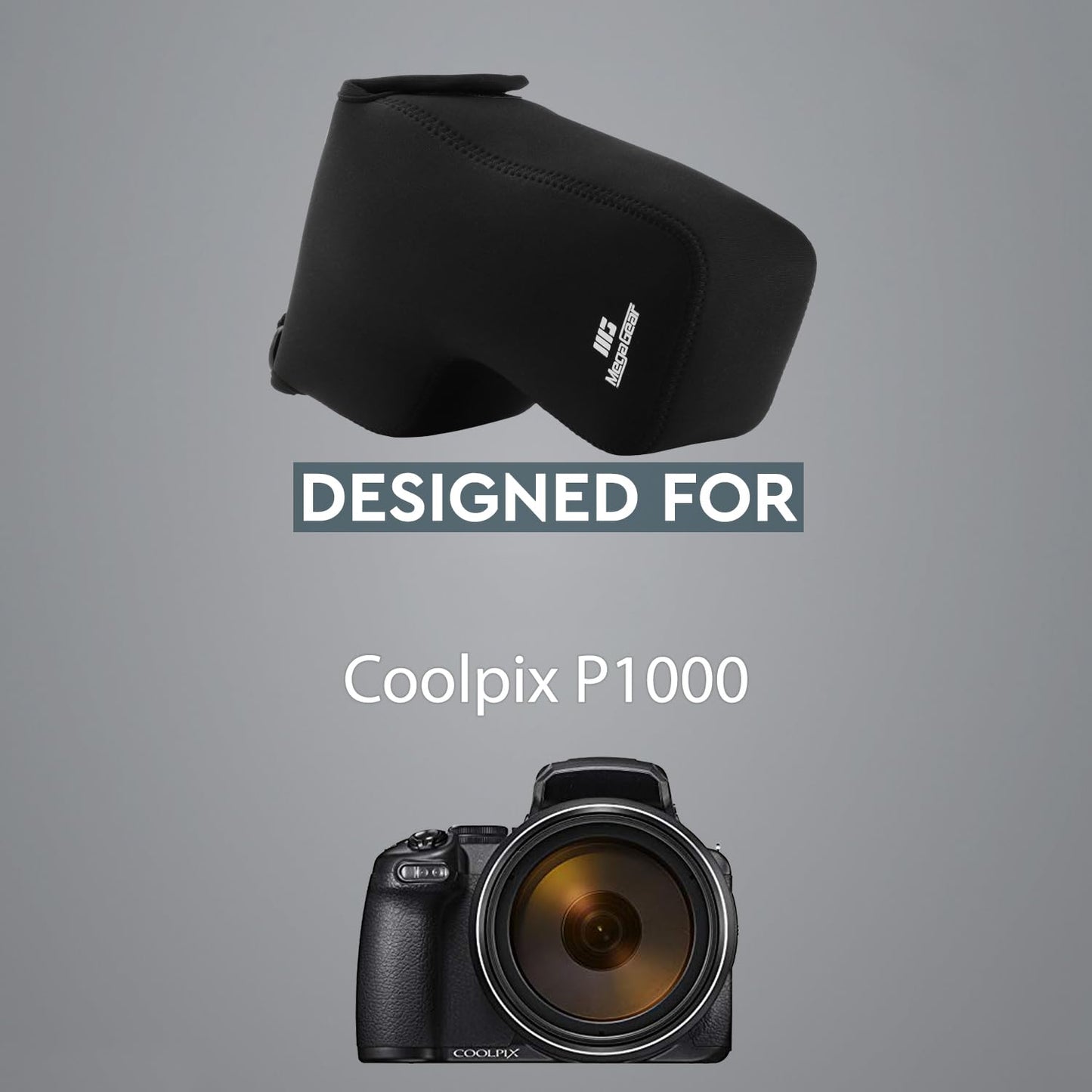 MegaGear MG1531 Nikon Coolpix P1000 Ultra-light camera case made of neoprene - Black