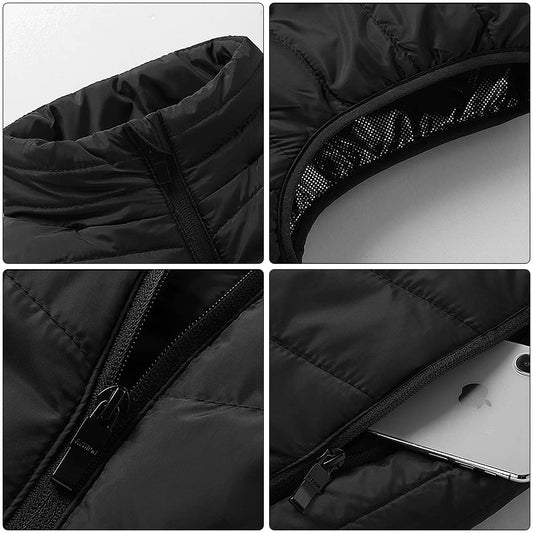 NAVESO Heated Vest, Heated Vest for Men Women, Electric USB Heated Jacket, Heated Vest With 3 Adjustable, Winter Warm Jacket Vest for Outdoor Motorcycle Camping