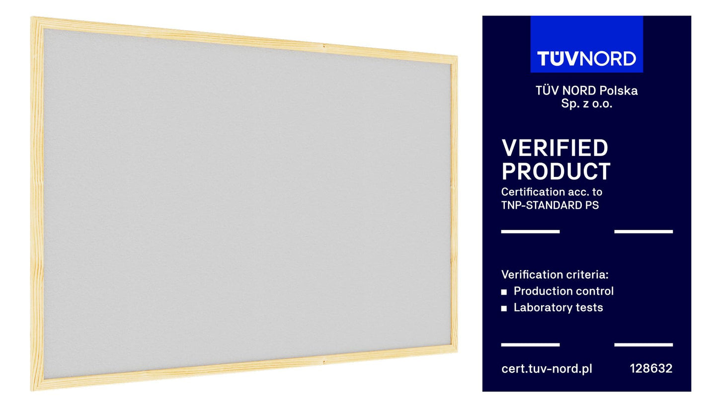 ALLboards light grey pin board with wooden frame 90x60cm cork board cork board pin board cork grey surface