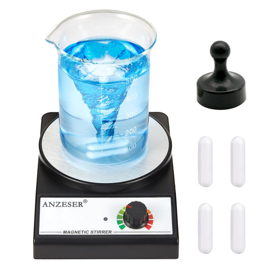 ANZESER Magnetic Stirrer with stirring bars, speed range 0-3500 rpm, stirring capacity 3000mL.
