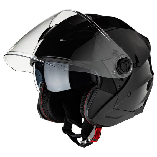 VINZ Calobra Jet helmet with sun visor and visor | scooter helmet motorcycle helmet | ECE 22.06 certified | in size XS-XXL - black