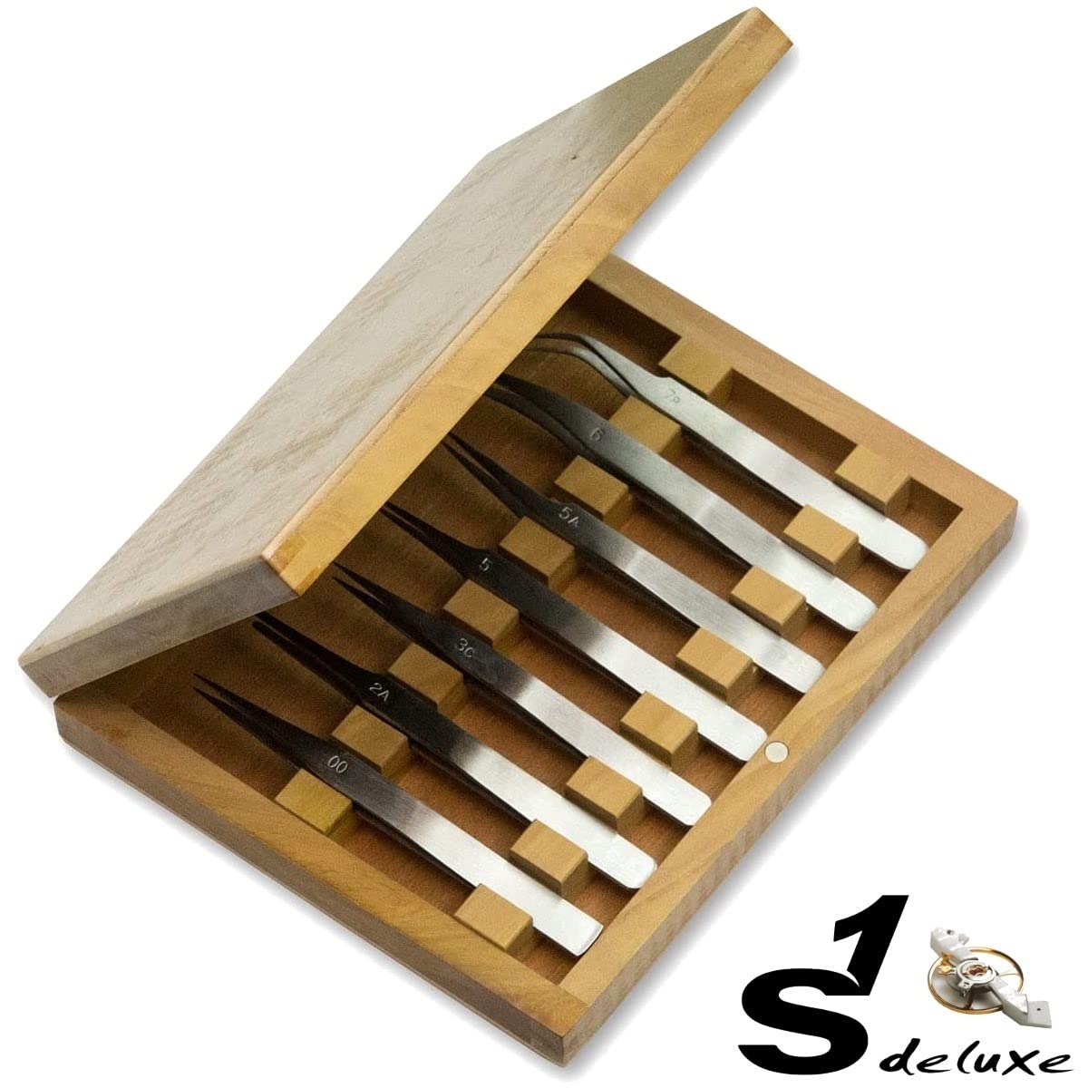 7 SA tweezers for watch repair by S1 Deluxe© - watchmaker tweezers - watch tool