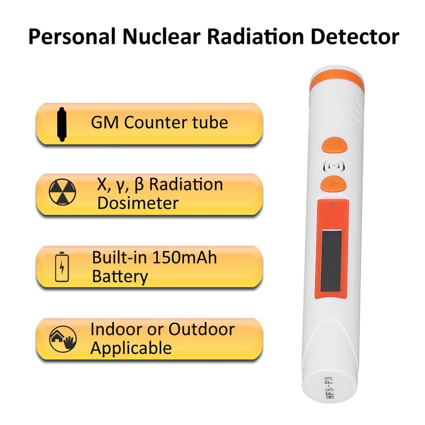 Improved Geiger counter personal dosimeter Highly sensitive nuclear radiation detector Portable beta gamma X-ray radiation monitor