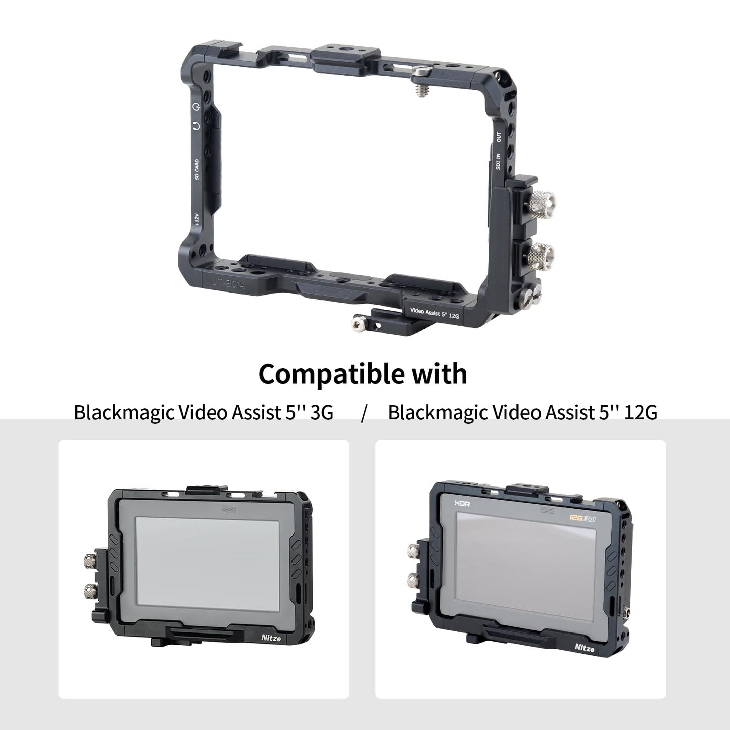 Nitze Monitor Cage for Blackmagic Video Assist 5’’ 3G/12G - JT-B01A
