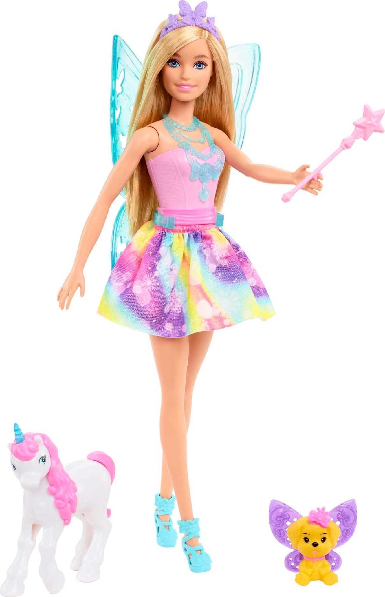 Barbie Dreamtopia Advent Calendar Barbie doll and 24 gifts including fairytale fashions, magical pets and accessories, holiday gift, HGM66