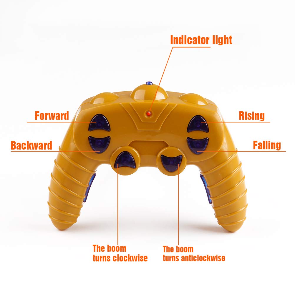 Mini Tudou 128 cm high 2.4 GHz remote-controlled tower crane, 6 channels radio control construction RC crane toy. 680 degree rotation, lift model with tower light and sounds for kids boys.
