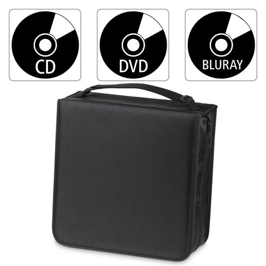Hama CD case with cleaning cloth for 304 discs/CD/DVD/Blu-ray (folder for storage, space-saving for office, living room, and home, transport cases) Black