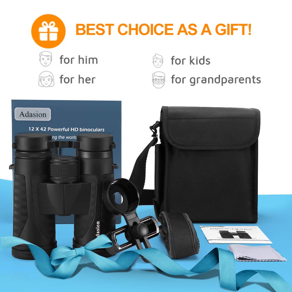 Binoculars for adults, 10 x 42, with tripod and smartphone adapter, 18mm large objective lens, super bright, waterproof binoculars for bird-watching, traveling, astronomy, sports, and wildlife.