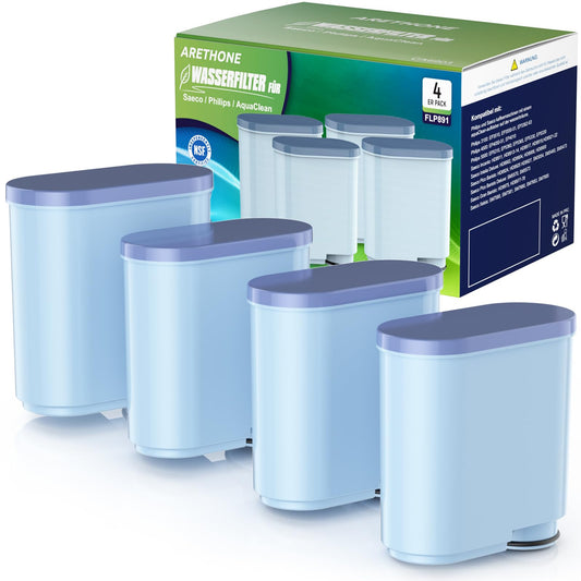 ARETHONE water filter for Philips AquaClean CA6903/10 CA6903/22 CA6707/20, compatible with Saeco and Philips Latte Go coffee machines, reduces impurities (4 pieces)