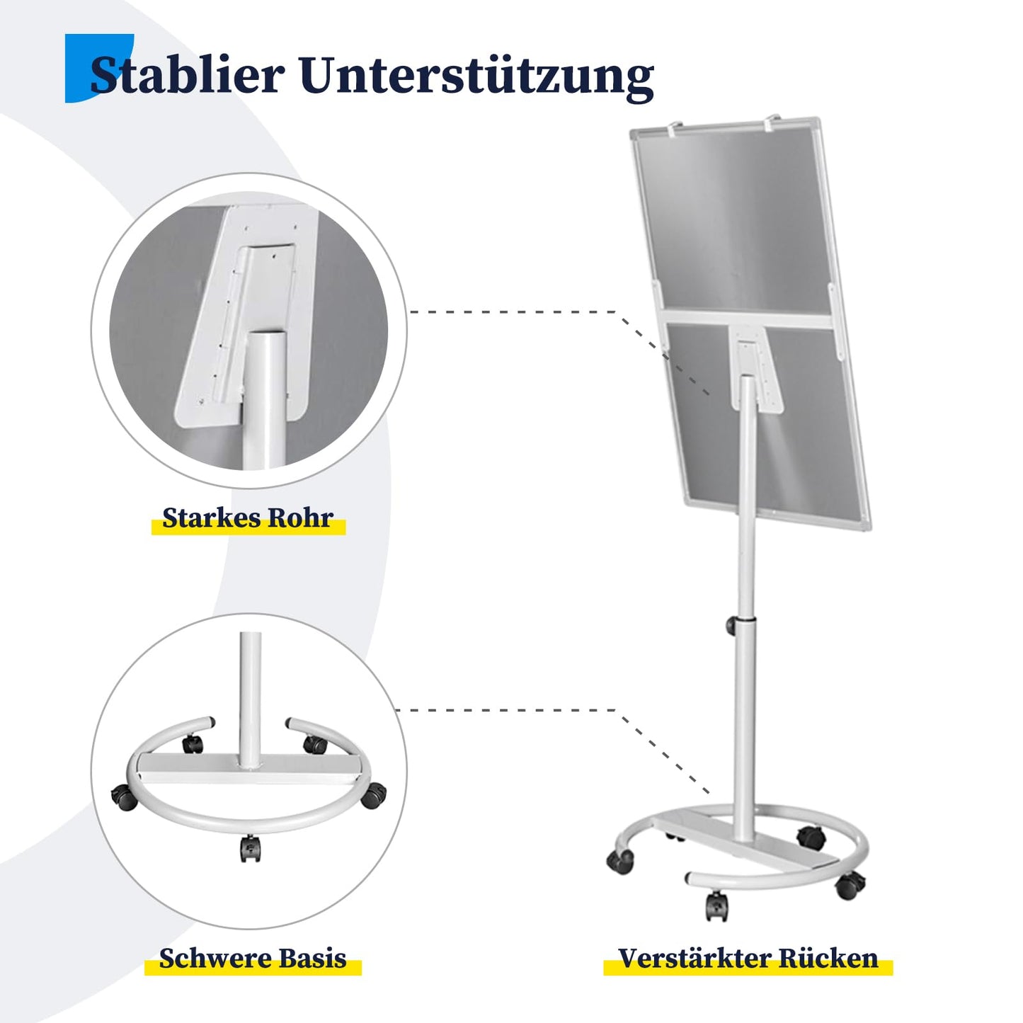 maxtek Flipchart stand, 90x60cm flipcharts whiteboard, aluminum frame hooks move flipchart paper, magnetic writable height adjustable, eraser, markers and magnets.
