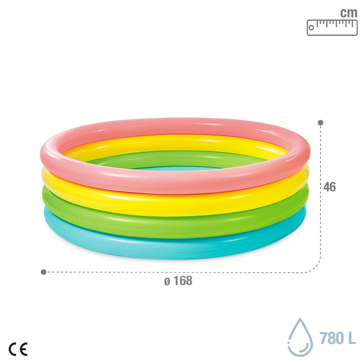 Intex 56441NP - Inflatable Pool Sunset Glow, Four Rings, Vinyl, Multicolored, 168x46 cm