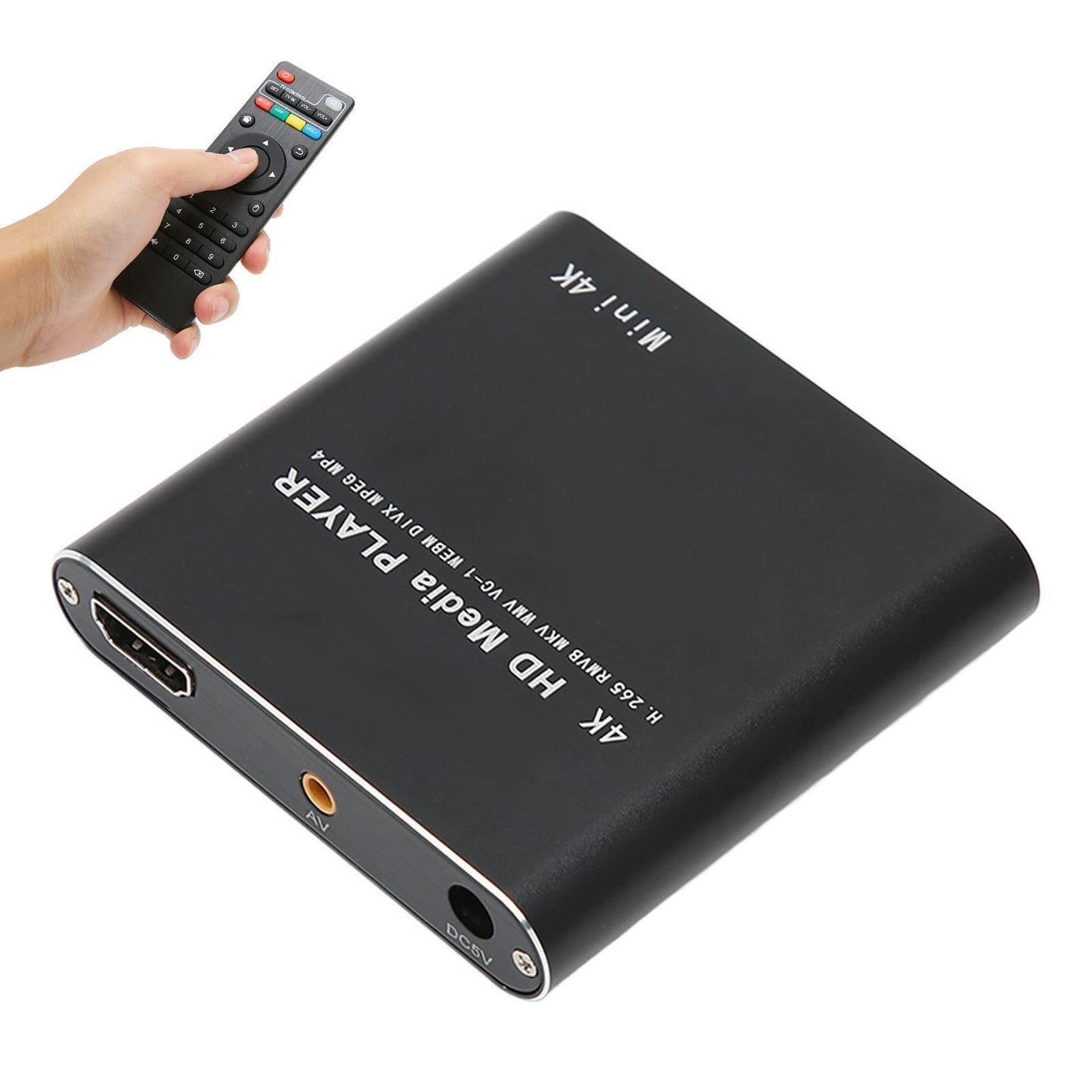 ciciglow HD Video Player, 4K, streaming media player, supports PPT, PDF, built-in 4G storage, for HD multimedia interface AV USB memory cards (4K)