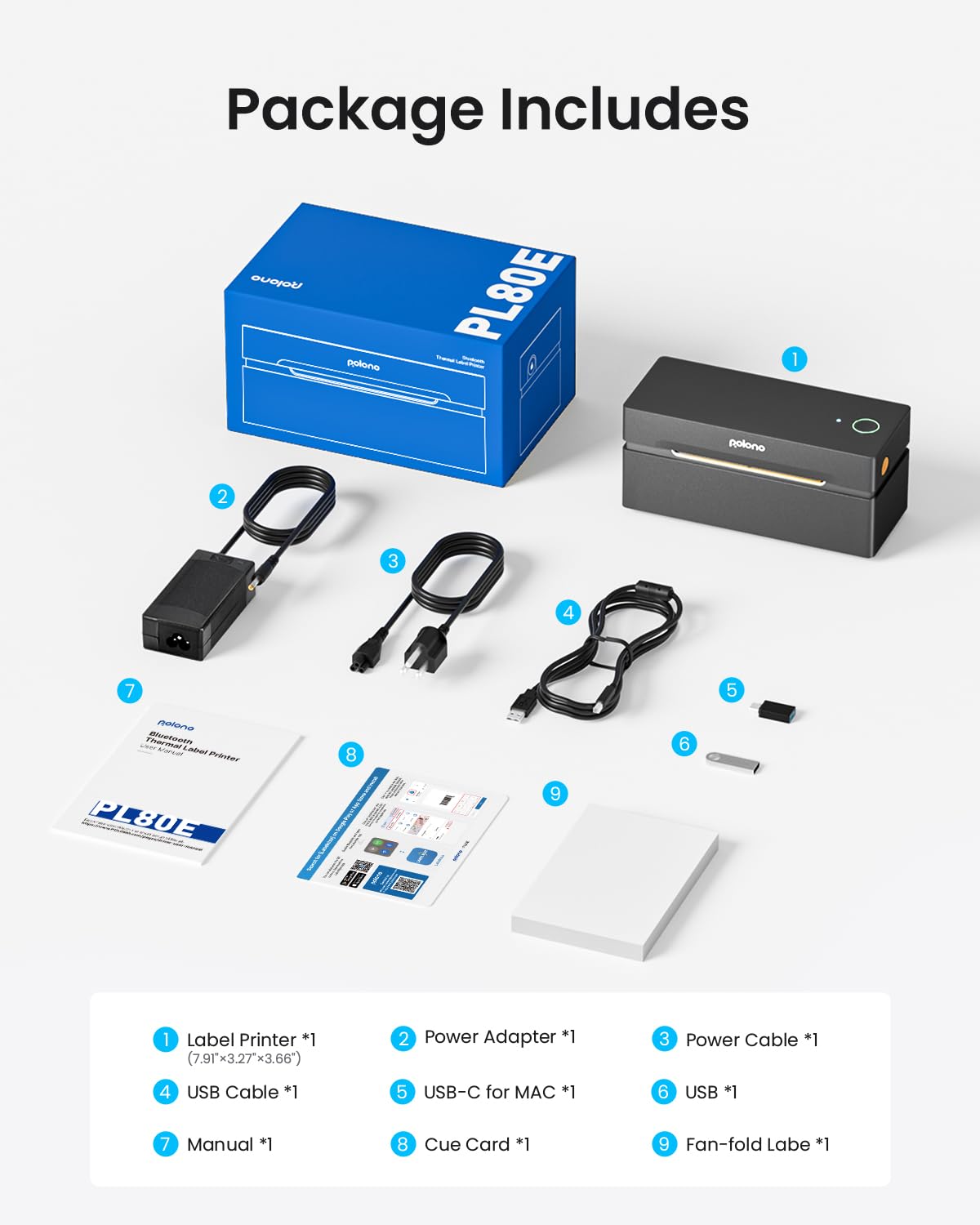 POLONO Bluetooth Label Printer, Labeling Machine 4x6 DHL label printer, Label Printer for iOS, Android, Windows and Mac, Compatible with Amazon, Ebay, Shopify, Etsy, USPS (black)