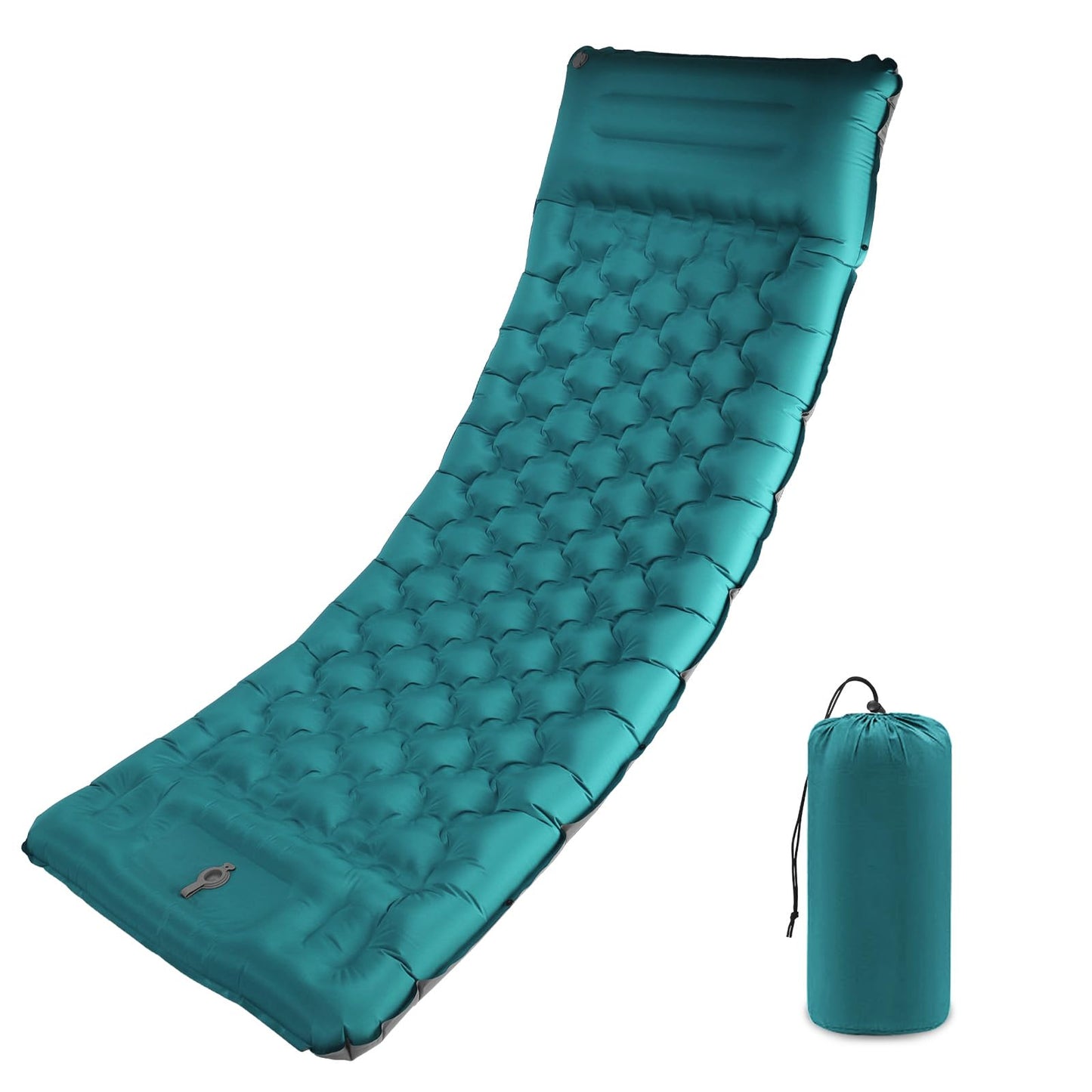 SHANNA Camping Air Mattress: Extra Thick 12cm Ultralight Self-Inflating Lightweight and Compact Inflatable Mattress with Built-in Pump, Ideal for Hiking (Peacock Blue)