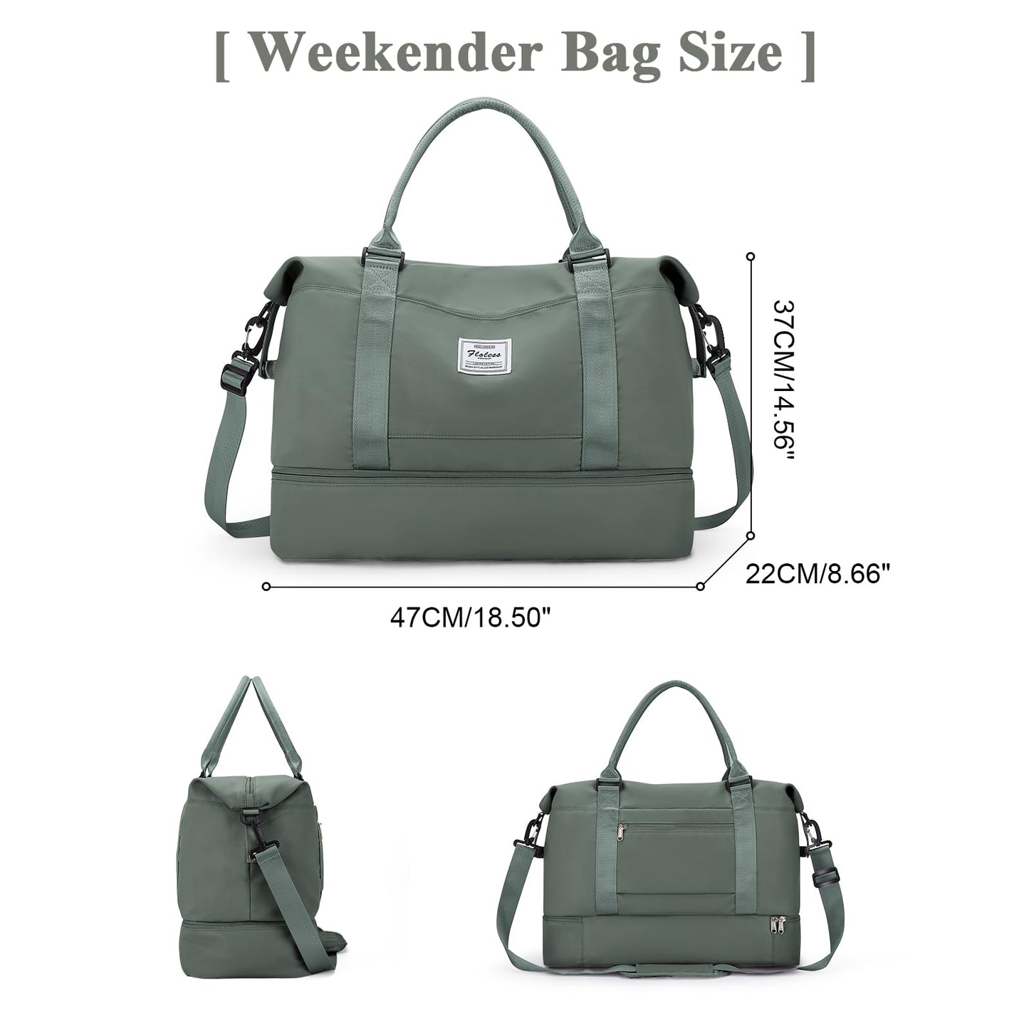 Women's Travel Bag Easyjet Hand Luggage Bag Sports Bag Weekender Bag Waterproof Swim Bag Travel Bag Duffle Bag Fitness Bag Training Bag Hospital Bag with Shoe Compartment, A2-Green