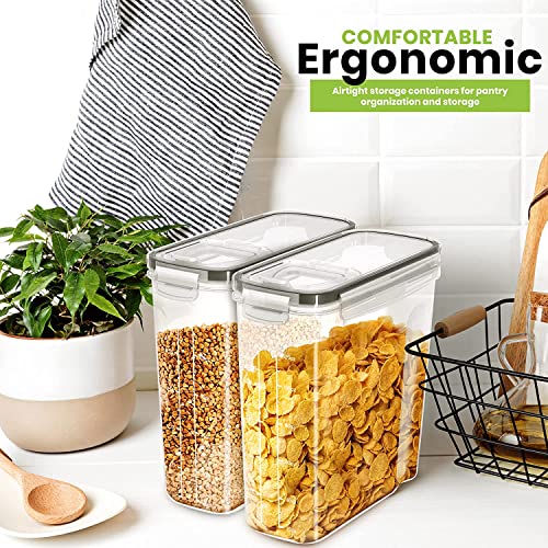 KICHLY Storage Jars (Set of 4) - BPA-free, airtight plastic containers for storing pasta, grains, flour, rice, and for pets.