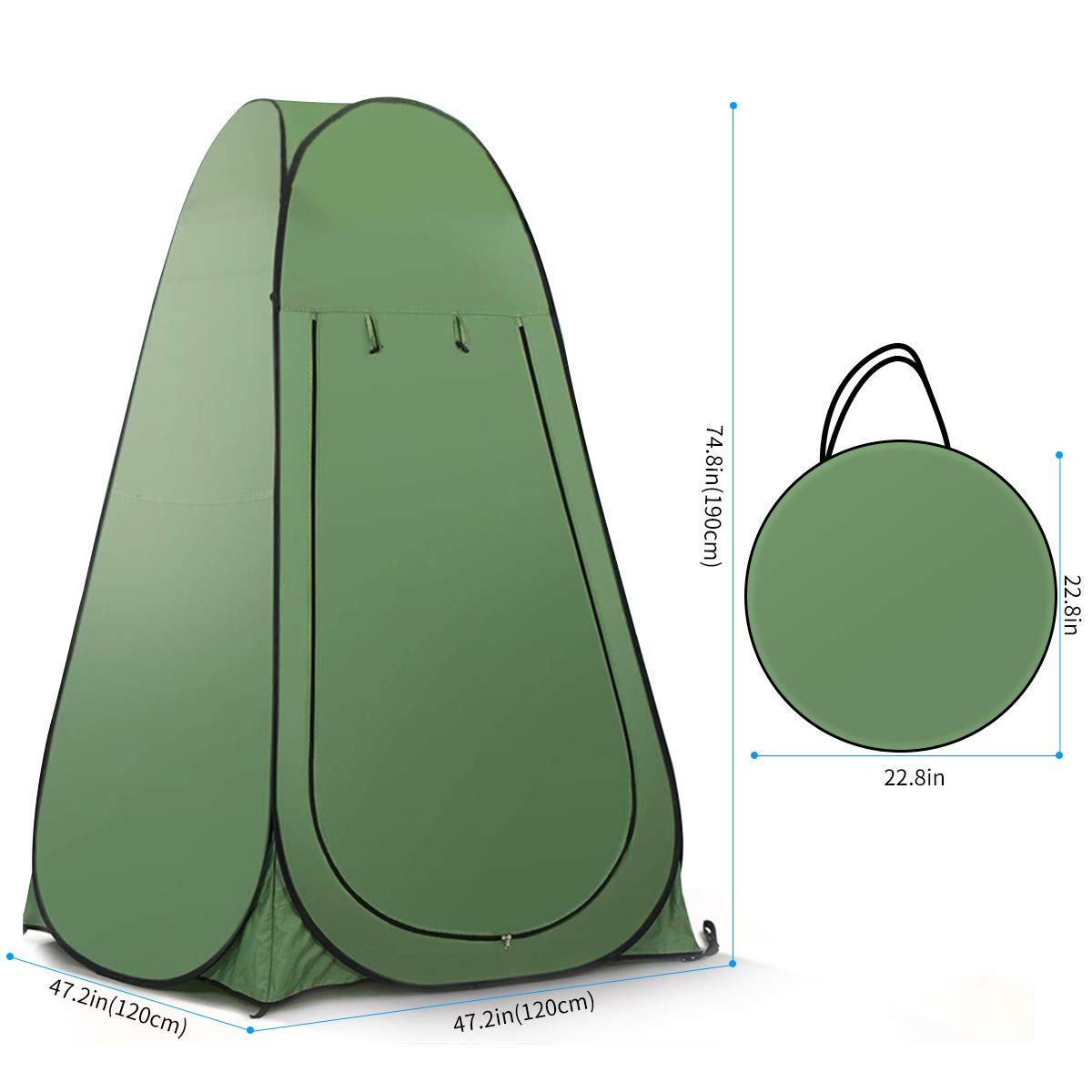 Pop-up throw tent for camping outdoors. Ultralight, portable, and private shelter tent.