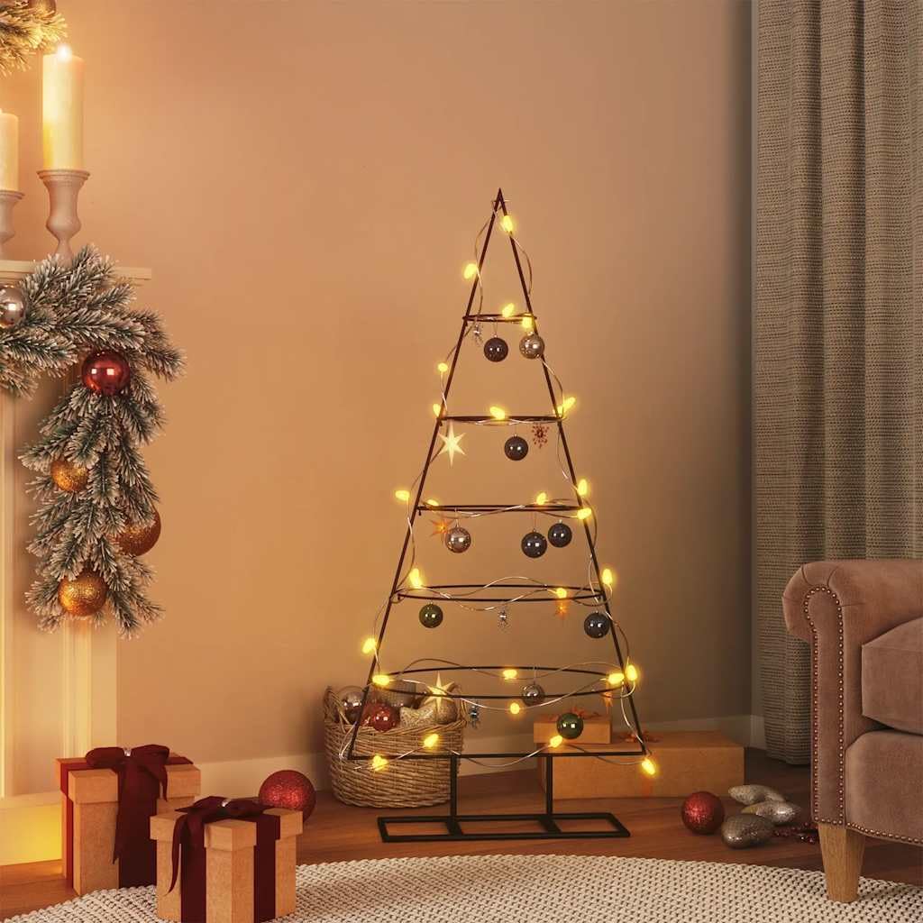 vidaXL Metal Christmas Tree for Decorations, 5-level Christmas Tree, Space-saving DIY Decoration, Christmas Ornaments Xmas Decor, Black 125cm