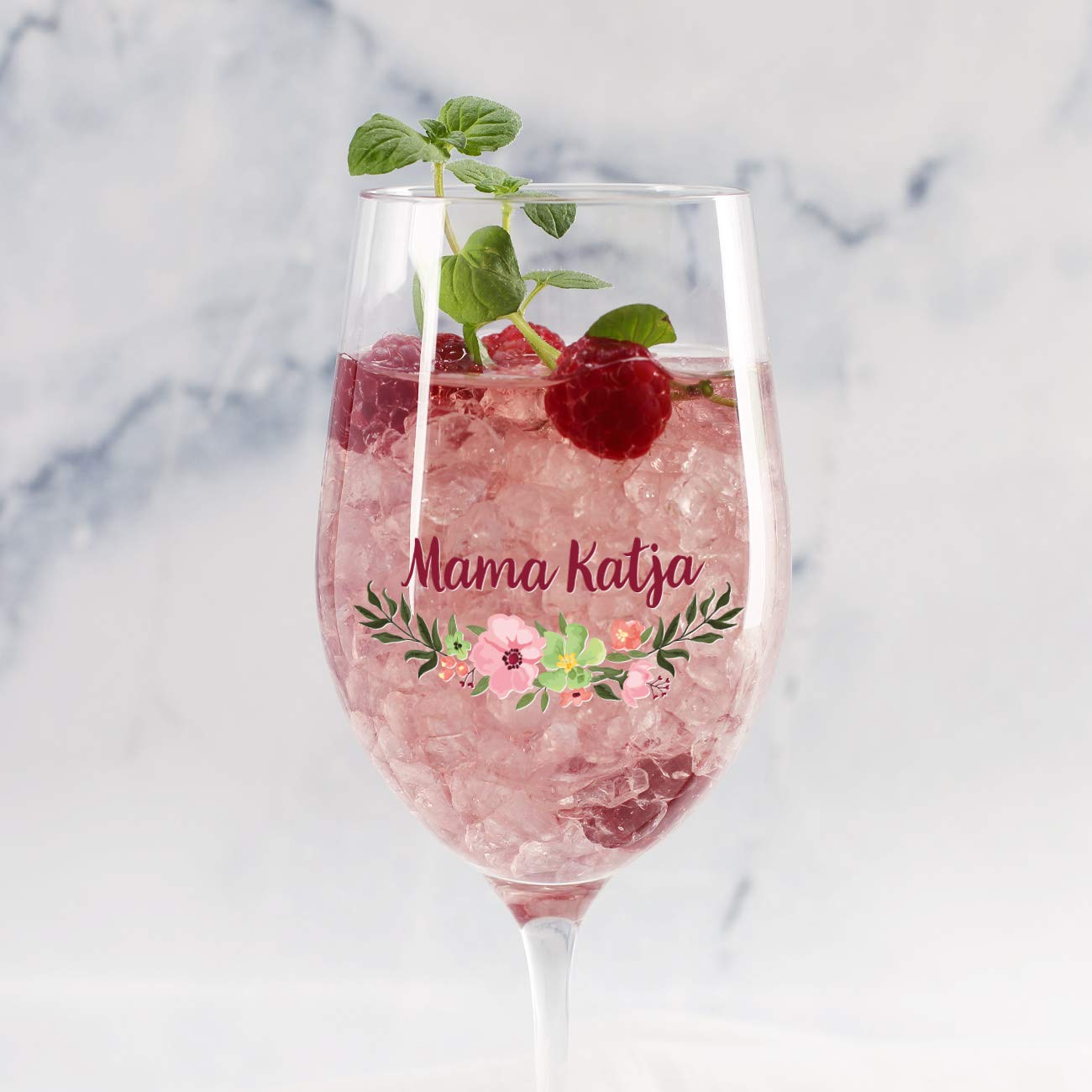 Heart & Home® beautiful gift for the woman wine glass with personalization for Christmas or birthday flower ensemble
