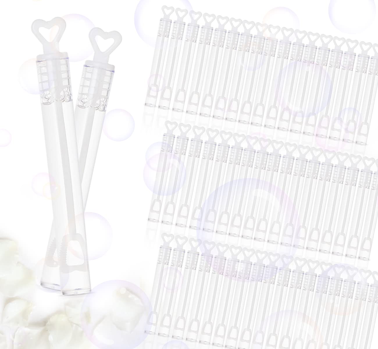 Sweetlove 100 Pieces Wedding Bubbles Filled with Heart Handle for Wedding and Birthday Parties, Stain-Free.