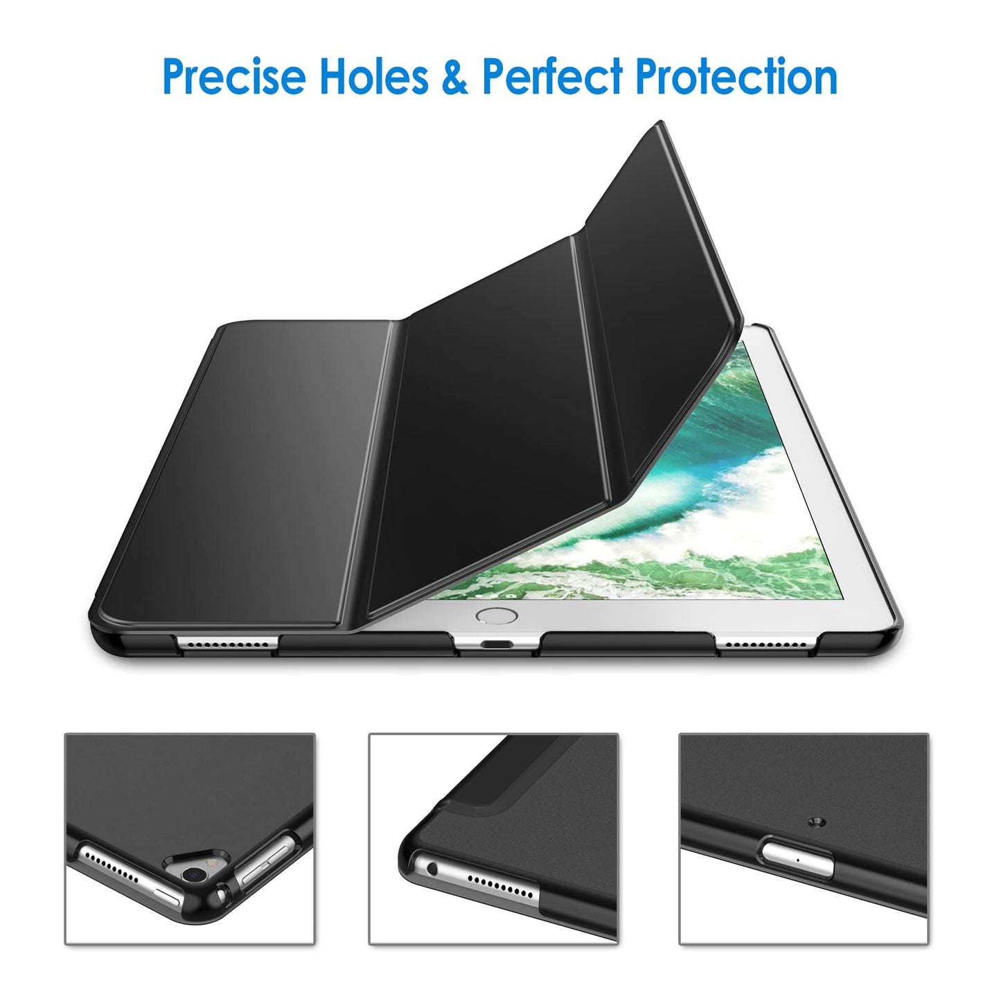 JETech case for iPad Pro 12.9 (1st and 2nd generation, model 2015 and 2017), protective cover with auto sleep/wake, black