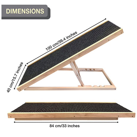 100cm long wooden dog stairs dog ramp for car adjustable height dog ramp for large dog pet ramp, anti-slip