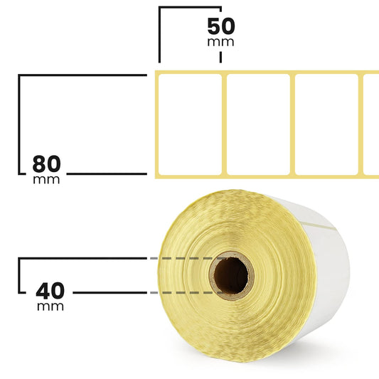 Netuno 10 Rolls Thermal Labels self-adhesive 80 x 50 mm 10,000 pieces adhesive labels thermal transfer universal labels for printing in thermal printers barcode labels on roll for logistics 8 x 5 cm