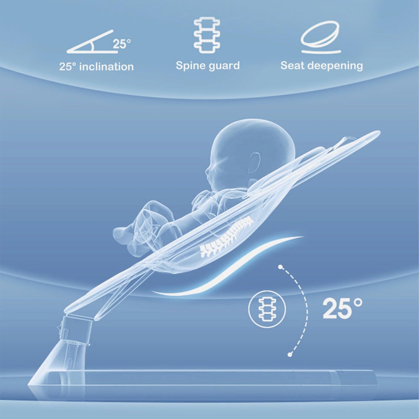 Baby bouncer, swing with tilting function, foldable, rocking baby with Bluetooth function.