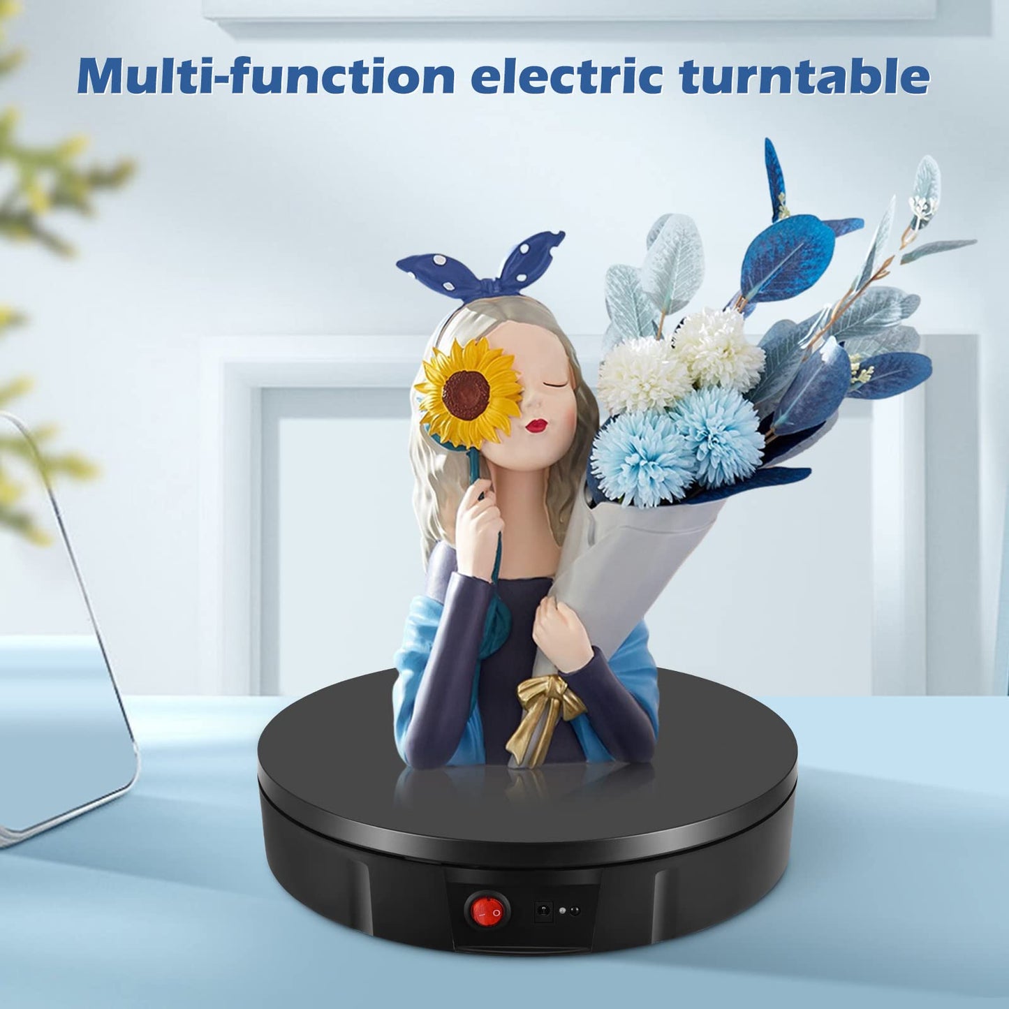 PanT Electric Rotating Display Stand, 360 degrees, 30 cm, Black, 100 kg Capacity, Remote Control, Stable Rotation, Perfect for Exhibitions, Shop Windows, Product Presentations