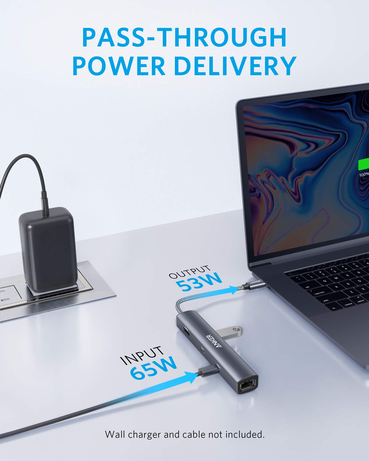 Anchor PowerExpand 6-in-1 Ethernet Adapter, PD USB C Hub, 65 PD, 4K HDMI, 1Gbps Ethernet, Data, 2 USB 3.0 data ports, compatible with MacBook Pro, MacBook Air, iPad Pro, XPS