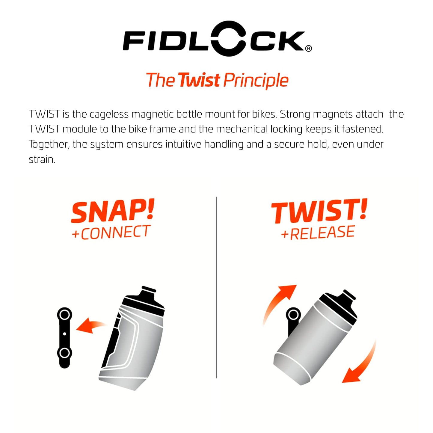 Fidlock Bottle 450 ml Bike Base Magnetic bottle holder for bicycles, bottle cage, road bike, bike bottle holder, bicycle bottle cage