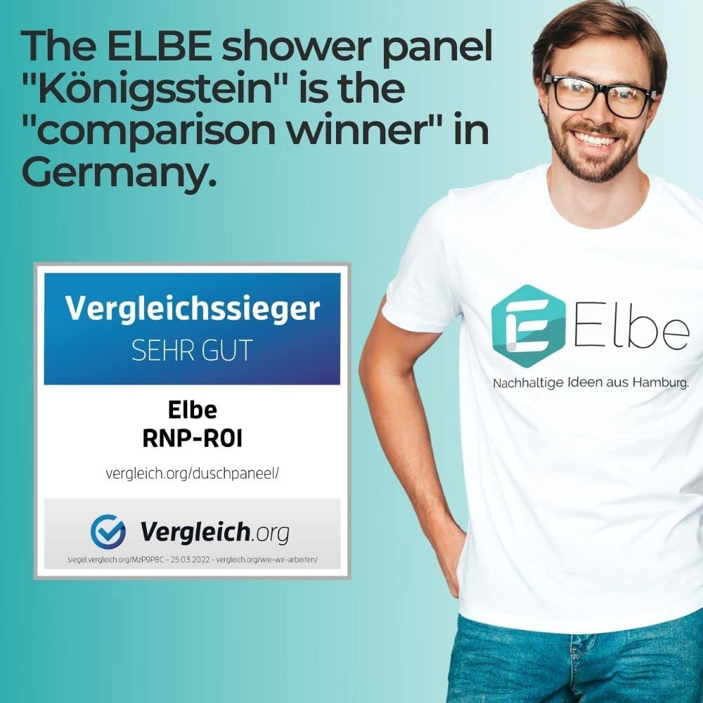 Elbe Stainless Steel Shower Panel for corner installation 4-function with rain shower shower set with hand shower, rain shower, 2 massage showers, waterfall shower, shower faucet complete set Adjustable temperature