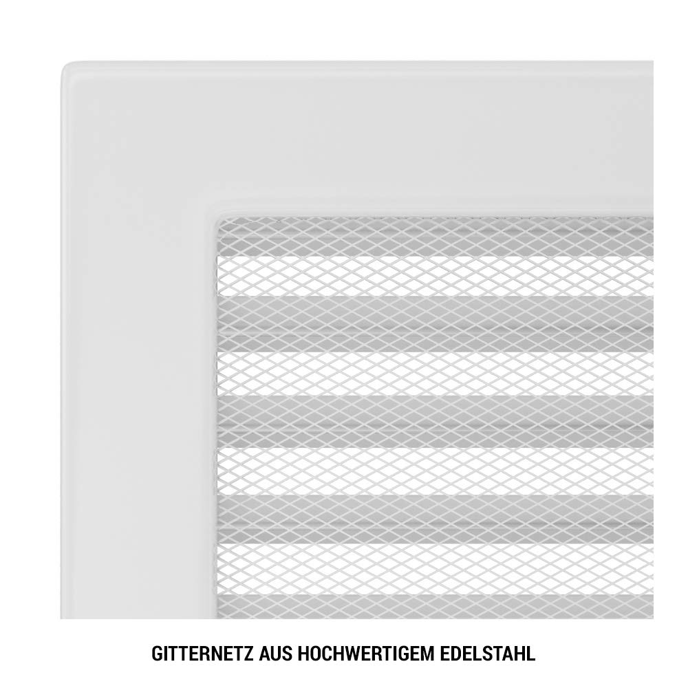 Short ventilation grille fireplace grille 17cm x 49cm black-silver with louvers