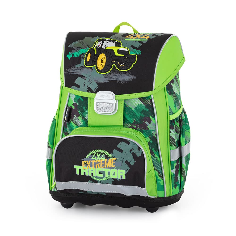 Generic tractor - bulldog - oxy bag PREMIUM school bag set 7 pieces with sports bag, lunch box, water bottle, and exercise book A5