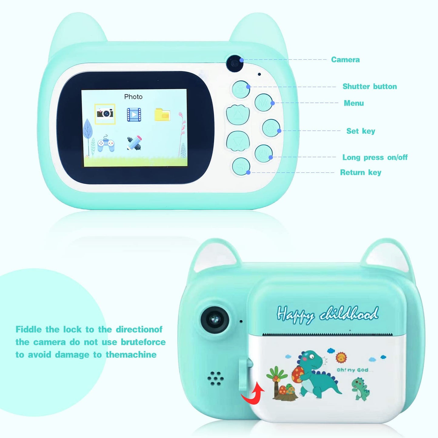 SUPBRO Kids Camera, Selfie Camera with 2.4-inch Big Screen 1080P HD Instant Print Camera 32GB Digital Camera for 3-12 Year Olds Birthday Gift